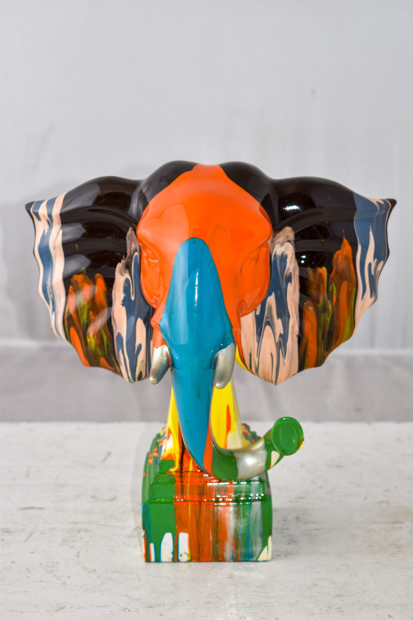 Elephant Ears Modern Looking Multicolored Resin Statue Size: 11" x 7" x 11"H