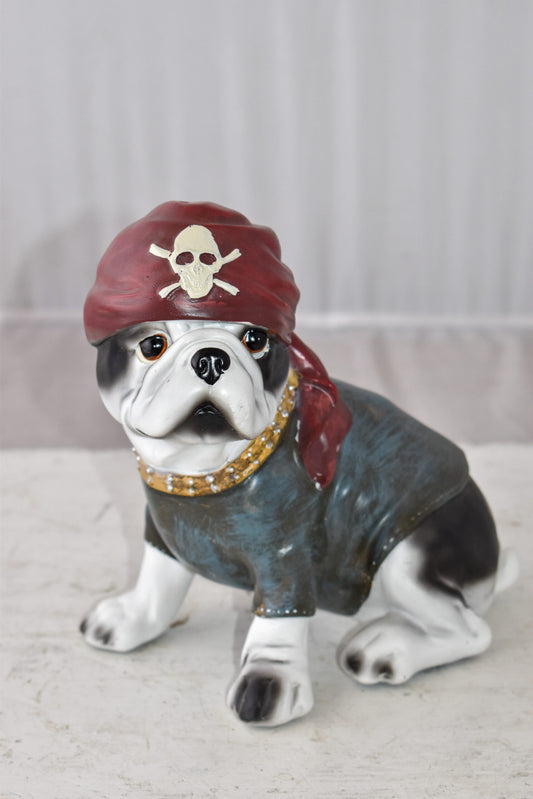 French Bulldog with A Pirate Hat Resin Statue Size: 8" x 5" x 8"H