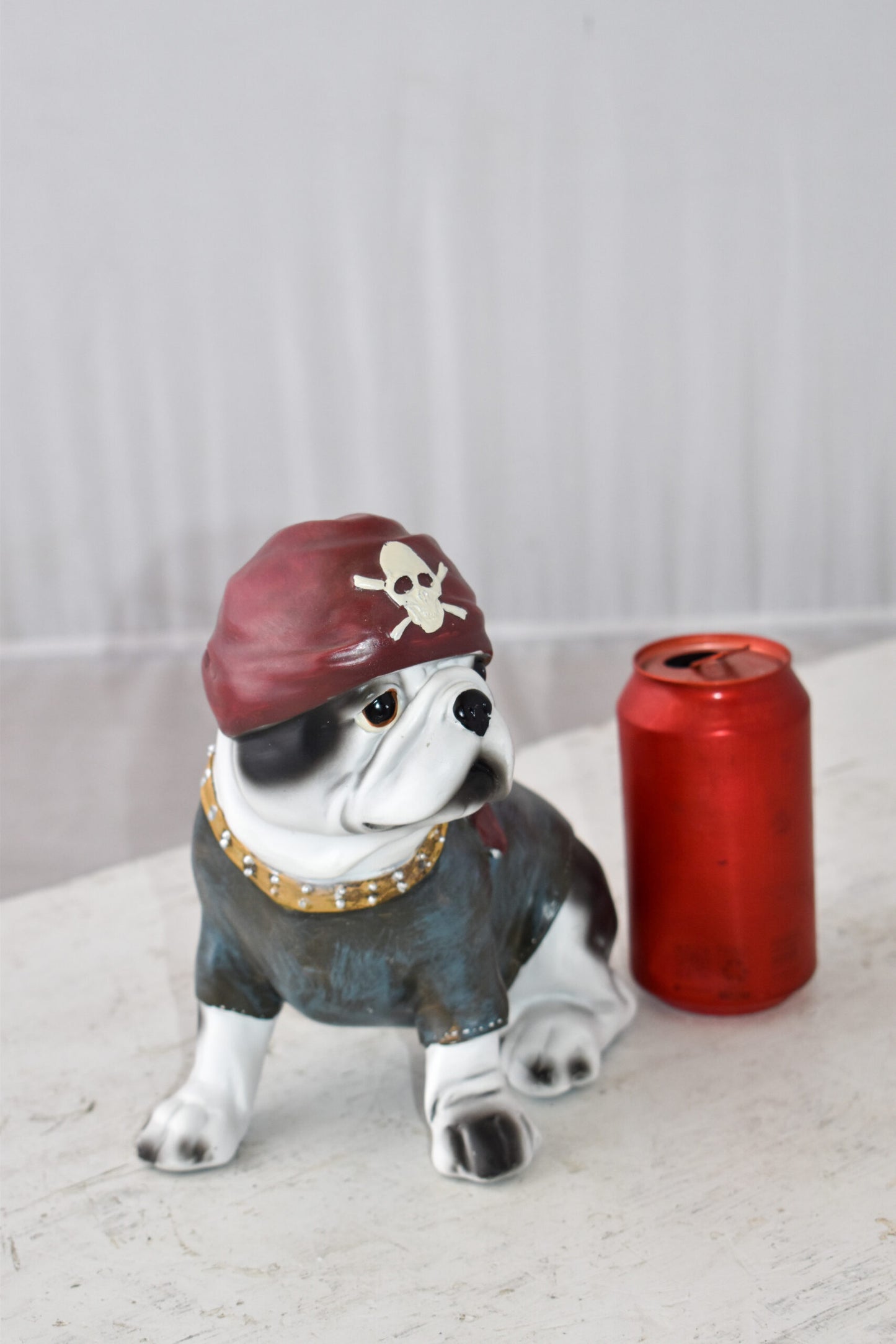 French Bulldog with A Pirate Hat Resin Statue Size: 8" x 5" x 8"H