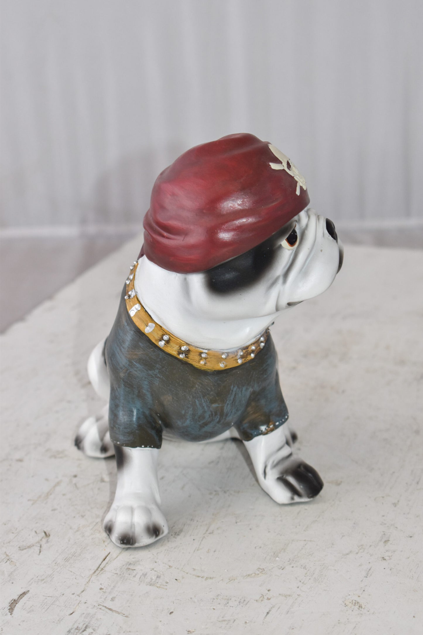 French Bulldog with A Pirate Hat Resin Statue Size: 8" x 5" x 8"H