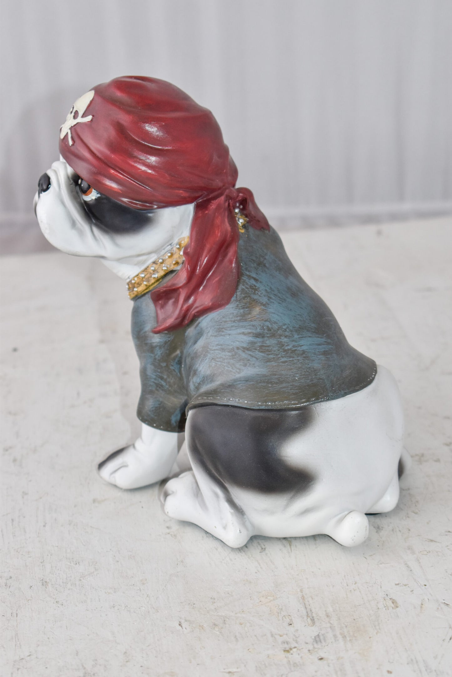 French Bulldog with A Pirate Hat Resin Statue Size: 8" x 5" x 8"H