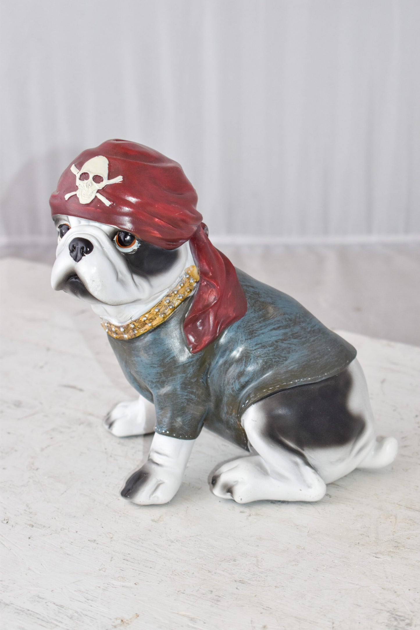 French Bulldog with A Pirate Hat Resin Statue Size: 8" x 5" x 8"H
