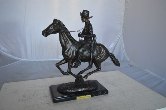Trooper of the plains Bronze replica by Remington -  Size: 17"L x 6"W x 18"H.