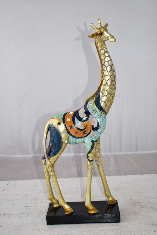 Giraffe Looking Around Colorful Resin Tabletop Statue Size: 3" x 8" x 20"H