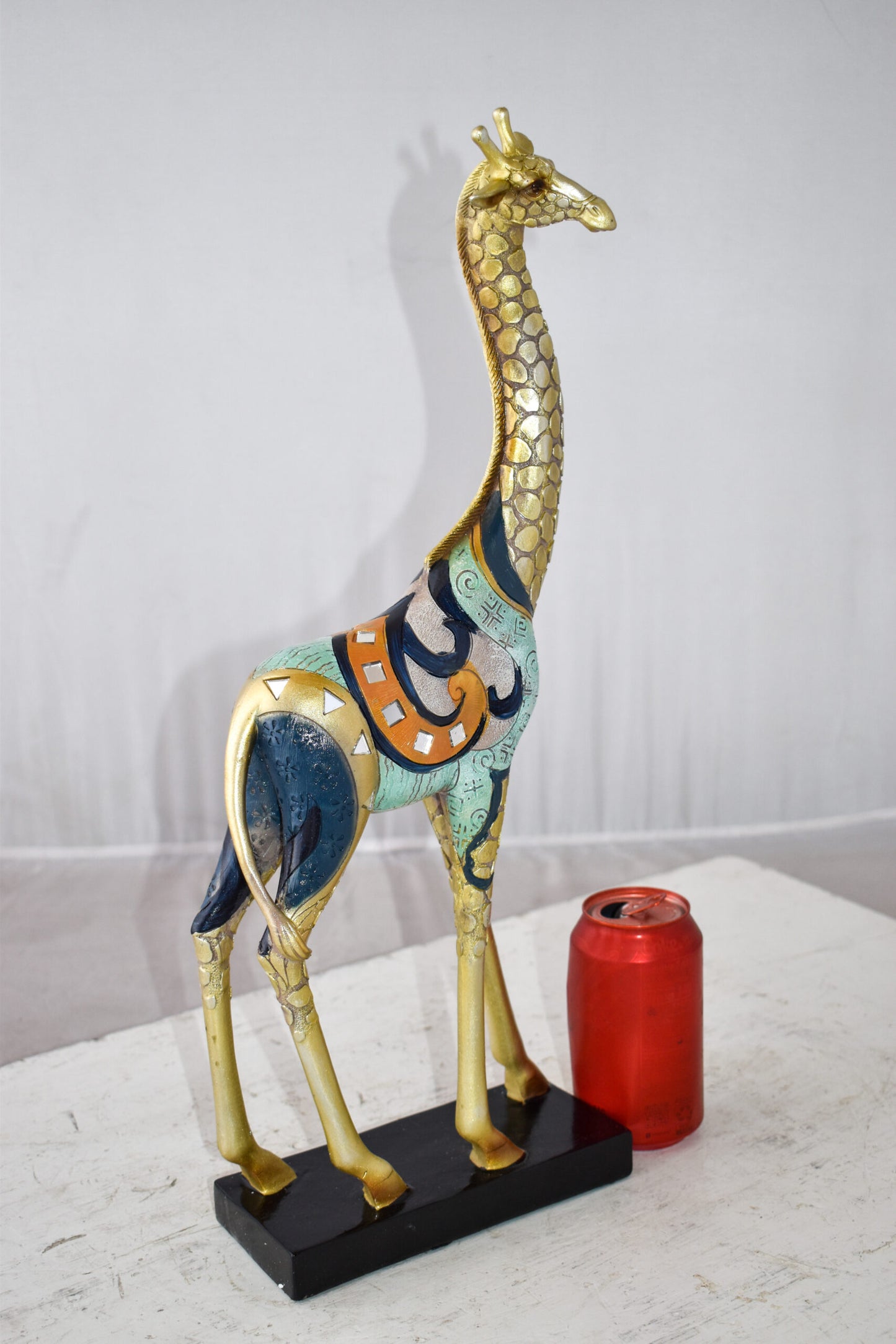 Giraffe Looking Around Colorful Resin Tabletop Statue Size: 3" x 8" x 20"H