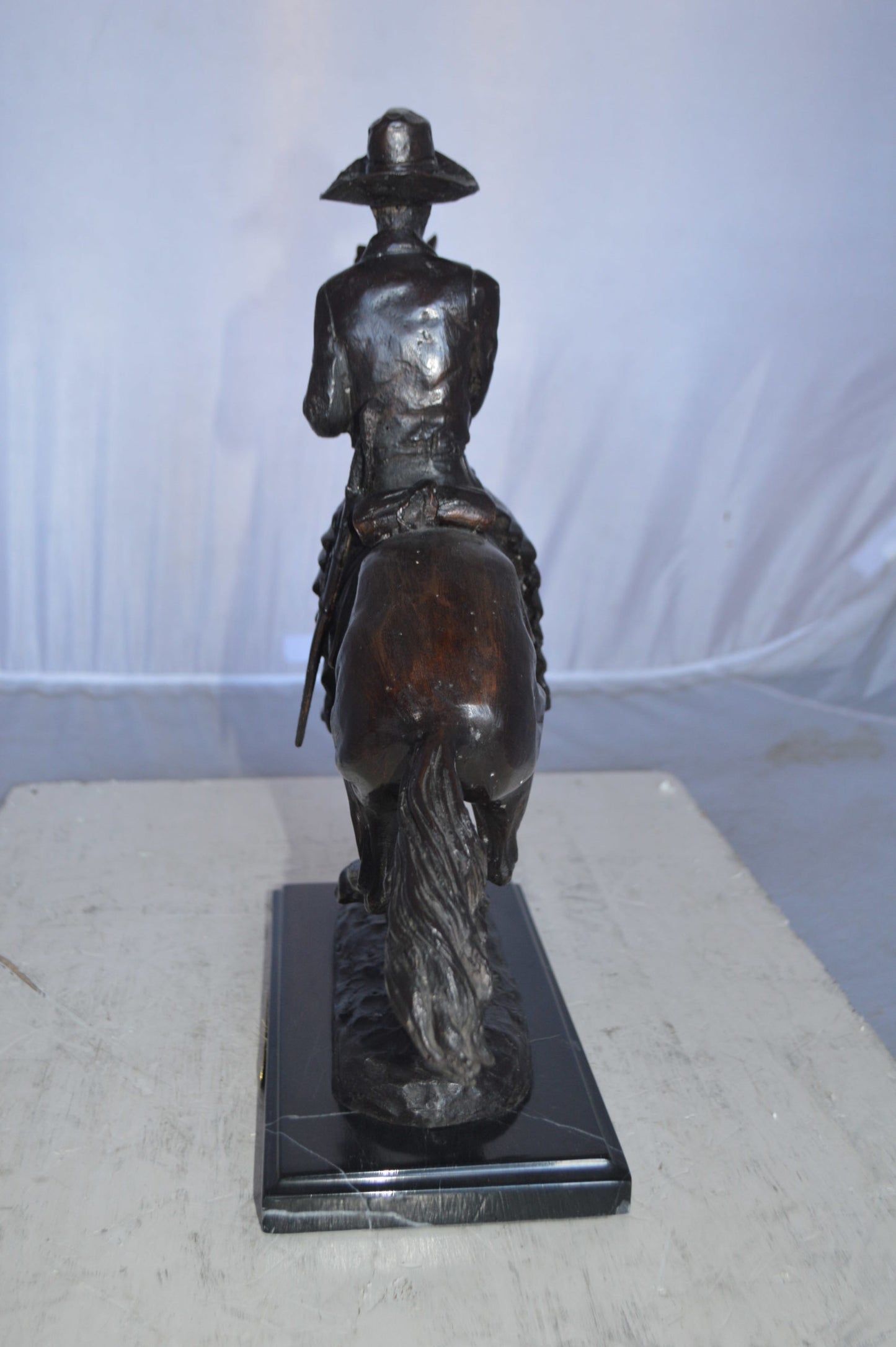 Trooper of the plains Bronze replica by Remington - Size: 17"L x 6"W x 18"H.