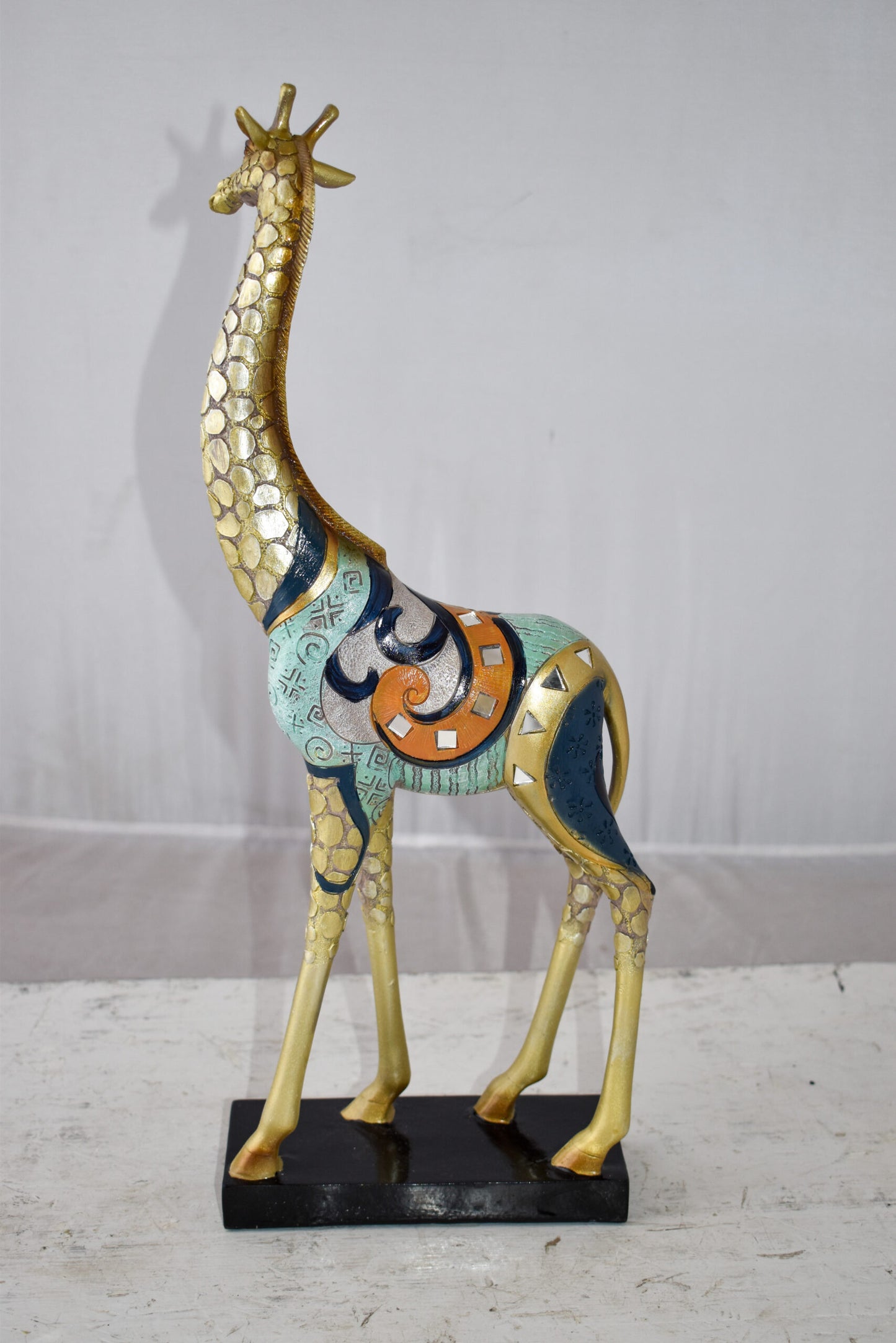 Giraffe Looking Around Colorful Resin Tabletop Statue Size: 3" x 8" x 20"H