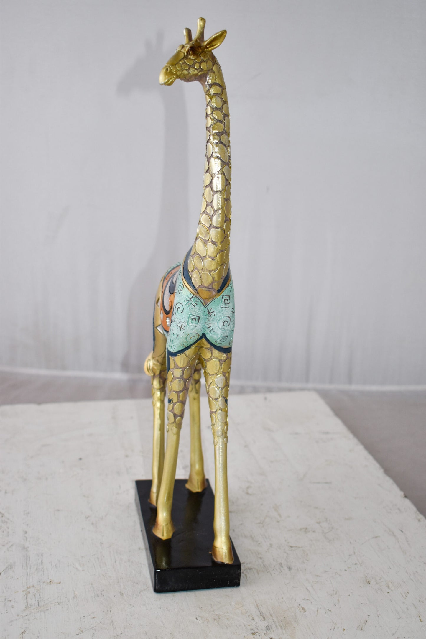Giraffe Looking Around Colorful Resin Tabletop Statue Size: 3" x 8" x 20"H