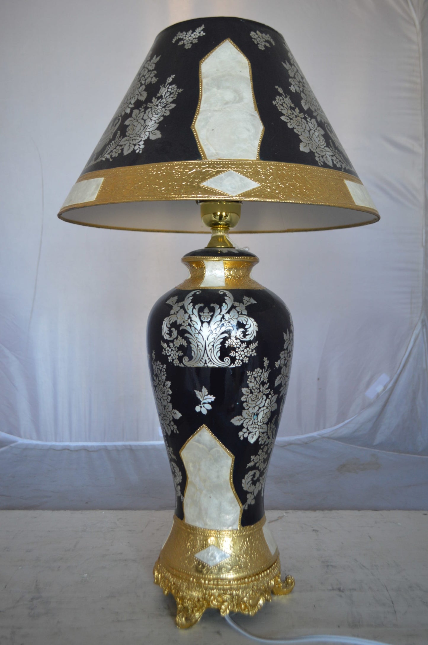 Gold and Silver lamp made of resin - Size: 18"L x 18"W x 30"H.