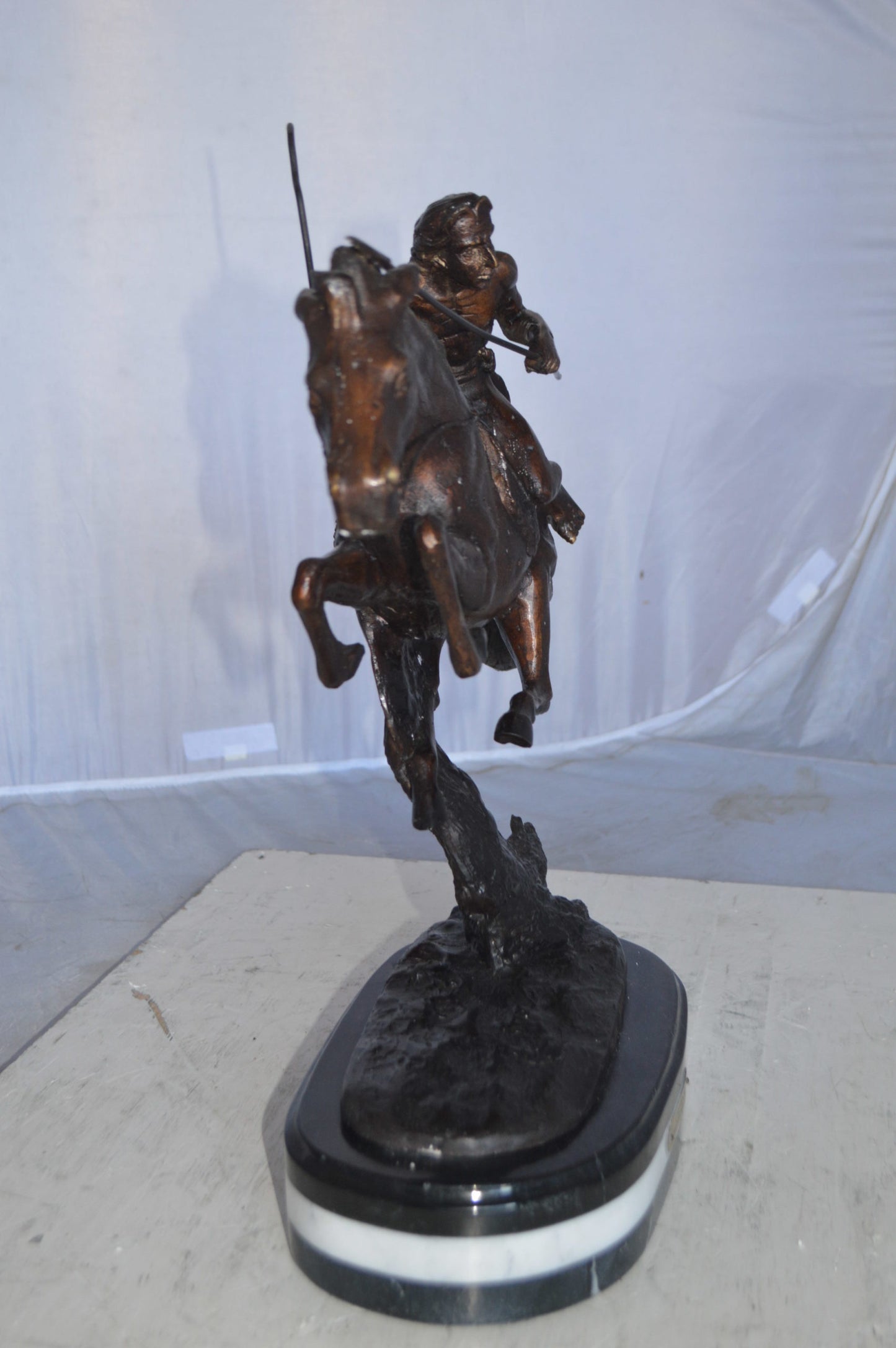 Cheyenne by Remington Bronze Statue replica - Size: 12"L x 7"W x 19"H.