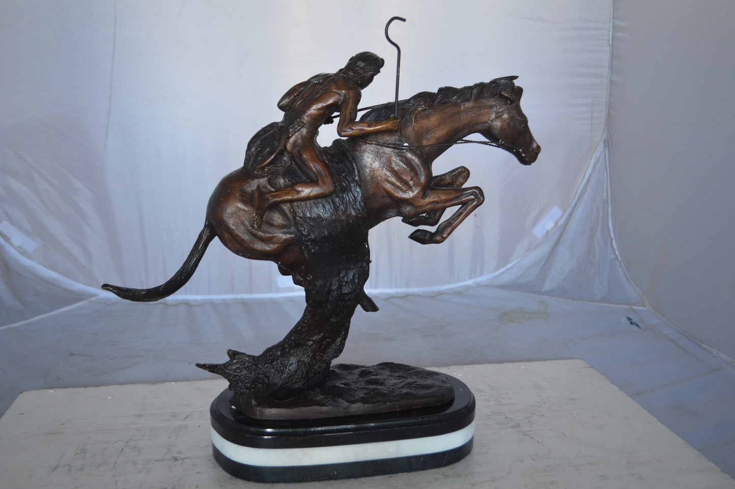 Cheyenne by Remington Bronze Statue replica - Size: 12"L x 7"W x 19"H.