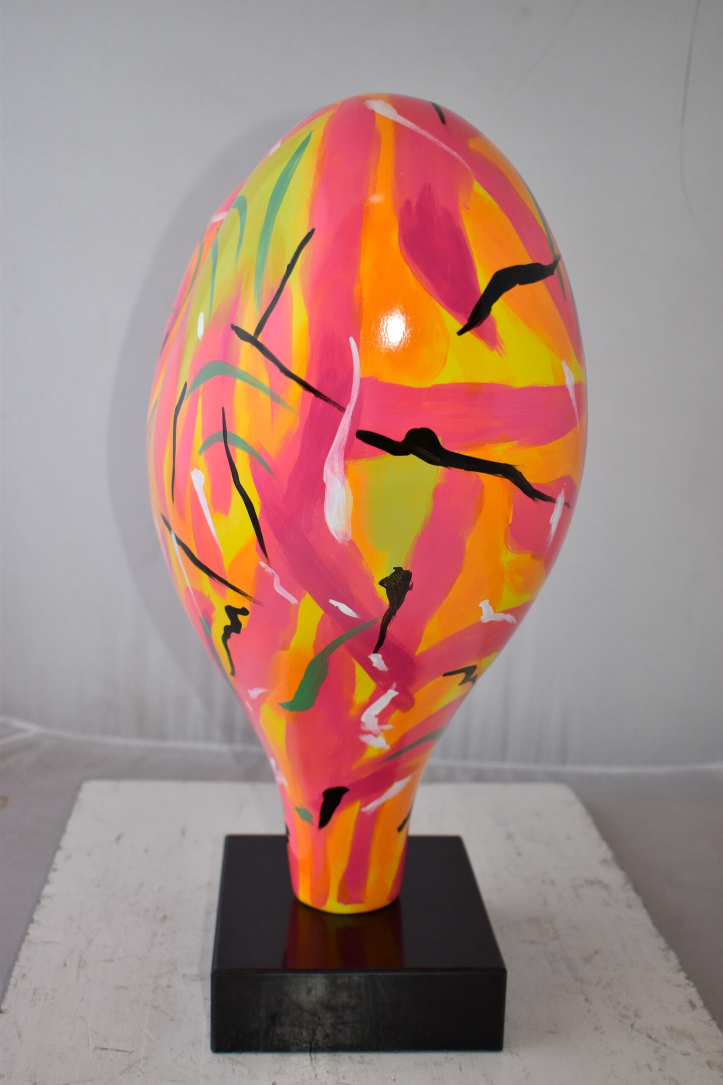 Eclectic Multicolor Heart 3D Statue on Black Base Size: 24" x 12" x 25"H