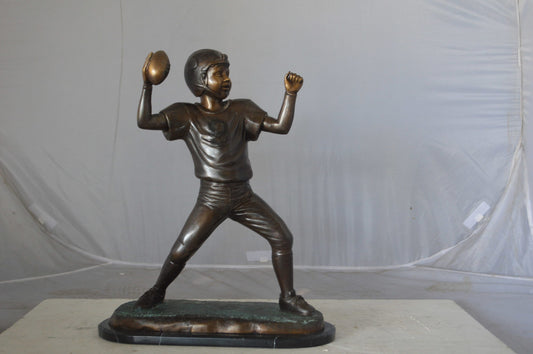 Young Quarterback bronze statue - Size: 14"L x 6"W x 20"H.
