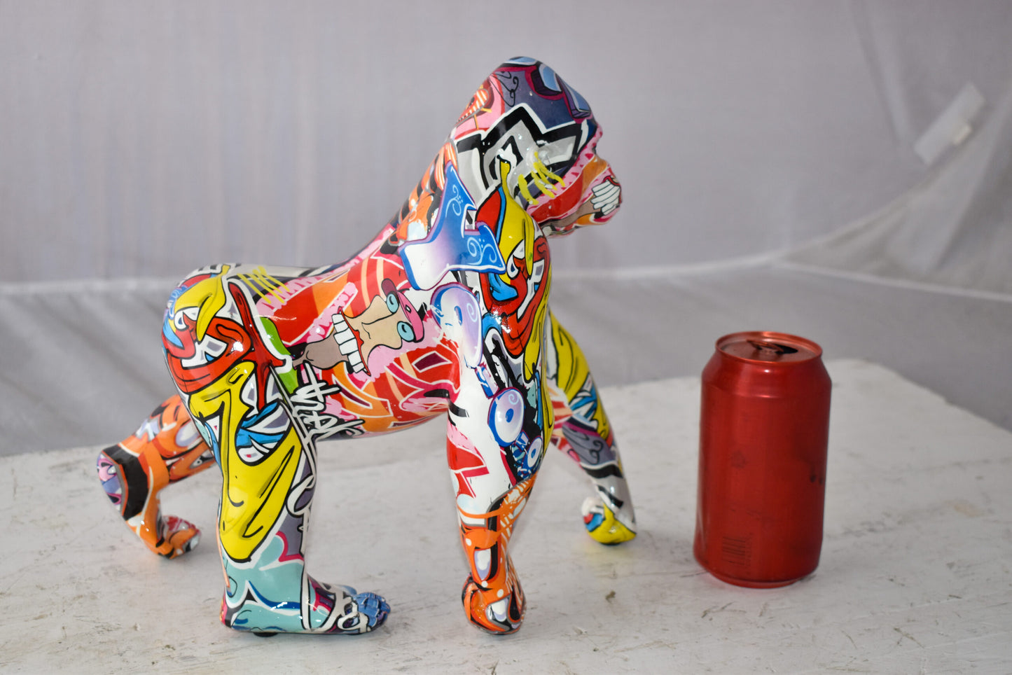 Graffiti Painted Gorilla Made of Modern Resin Statue Size: 6" x 11" x 11"H
