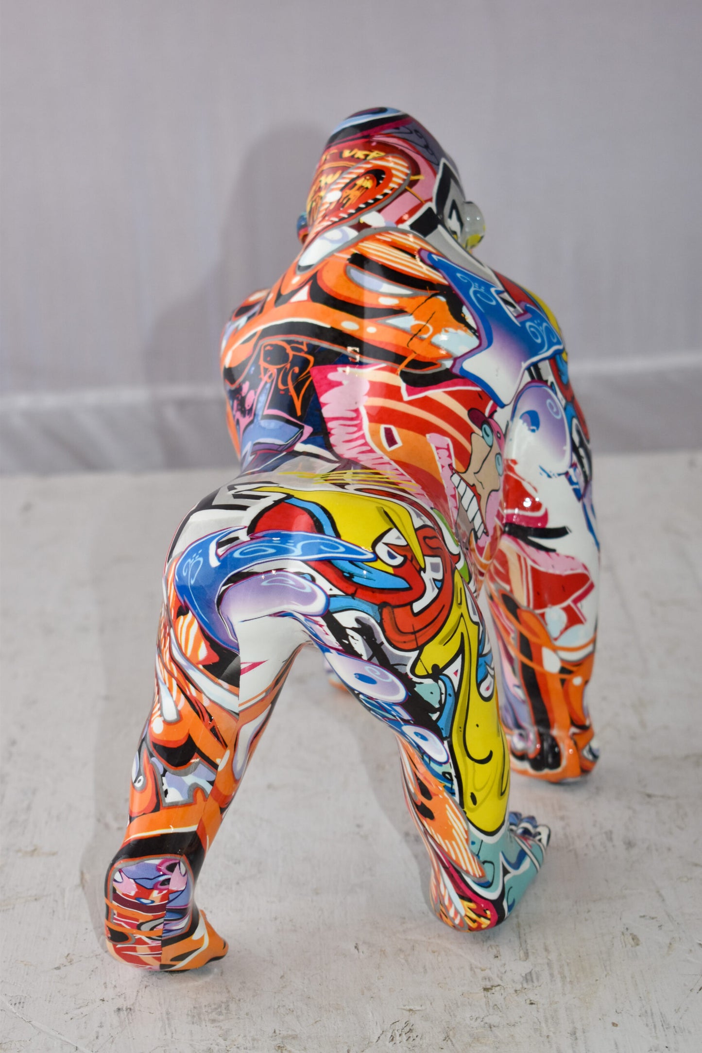 Graffiti Painted Gorilla Made of Modern Resin Statue Size: 6" x 11" x 11"H