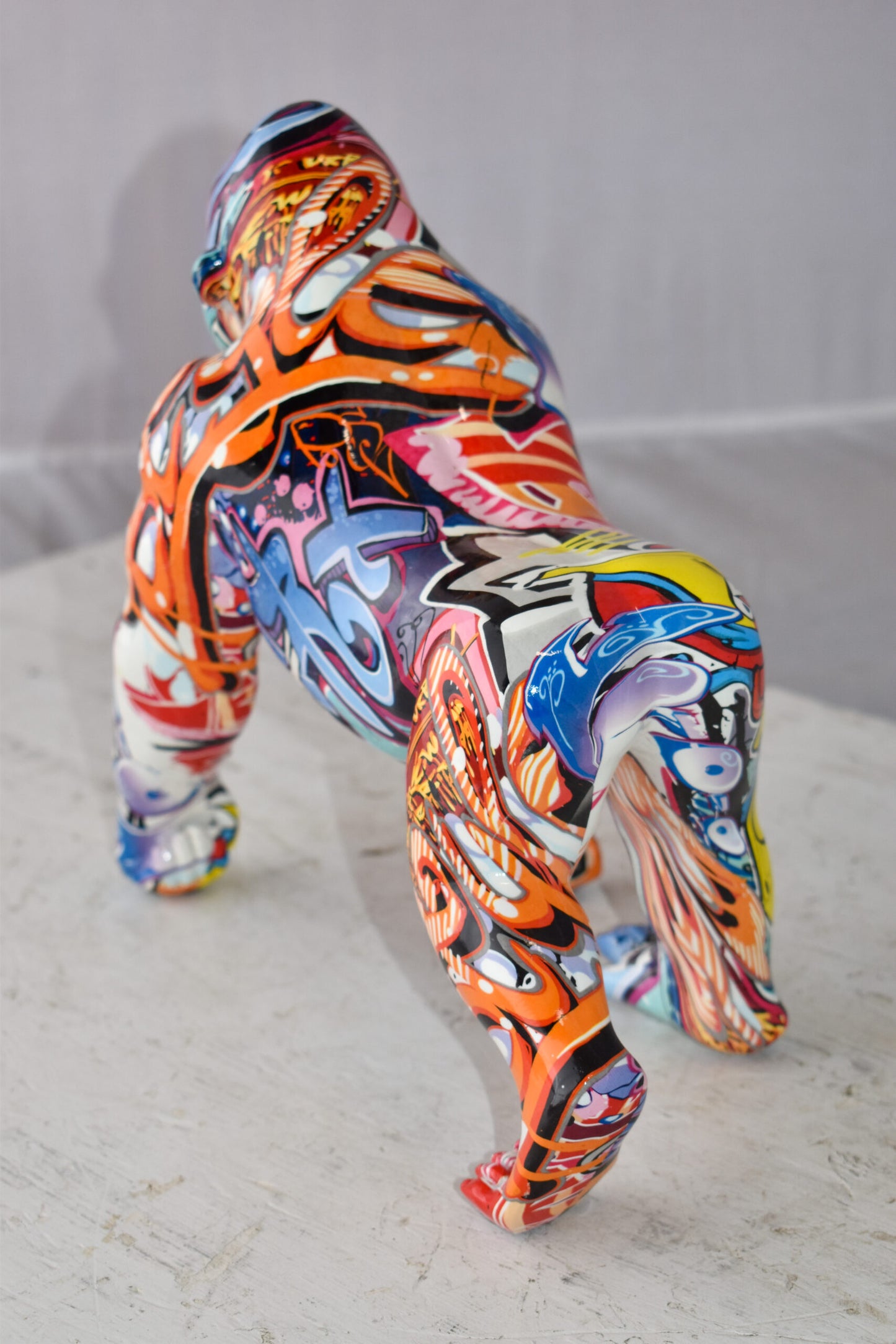 Graffiti Painted Gorilla Made of Modern Resin Statue Size: 6" x 11" x 11"H