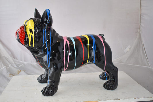 French Bulldog Colored with Paint Drops Resin Statue Size: 24" x 11" x 18"H
