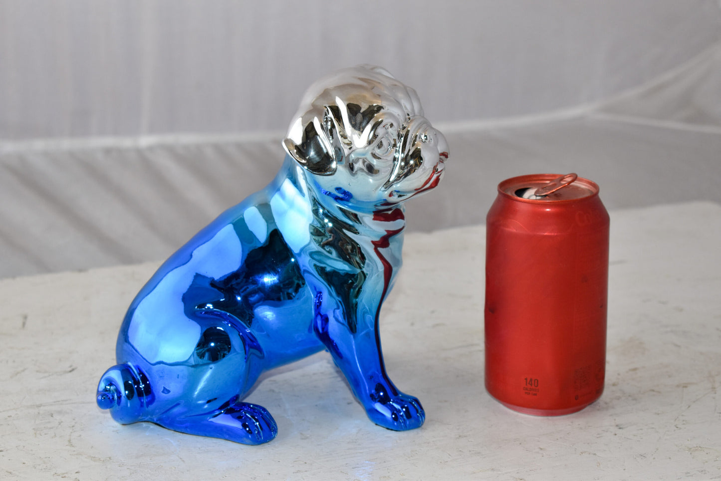 French Bulldog Painted with Blue and Silver Resin Statue Size: 7" x 3" x 7"H