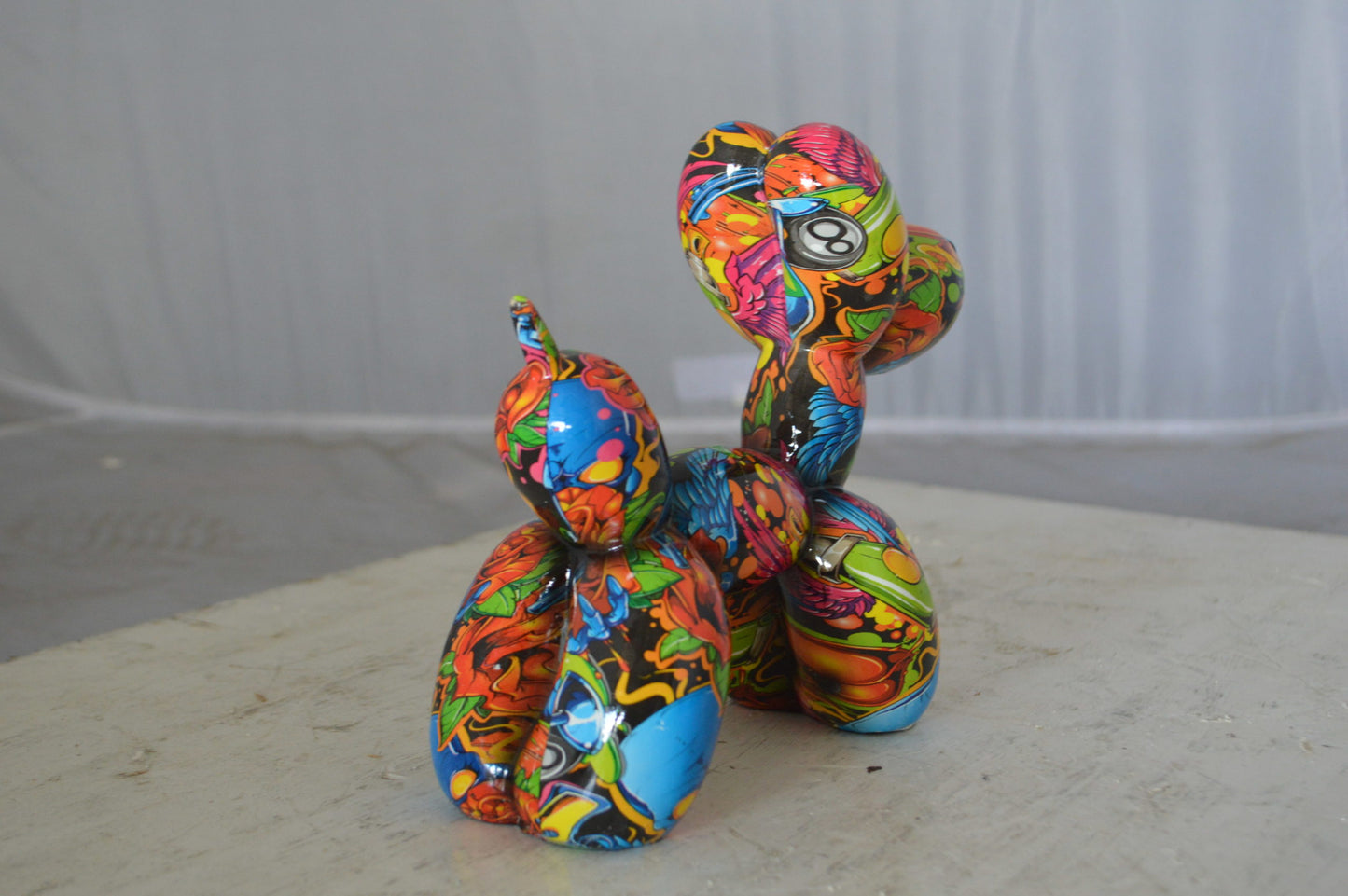 Graffiti balloon dog Resin statue - Size: 9"L x 4"W x 7"H.