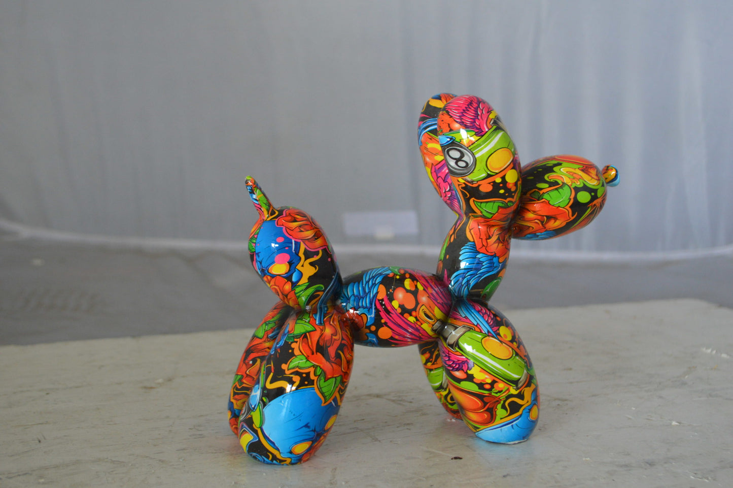 Graffiti balloon dog Resin statue - Size: 9"L x 4"W x 7"H.