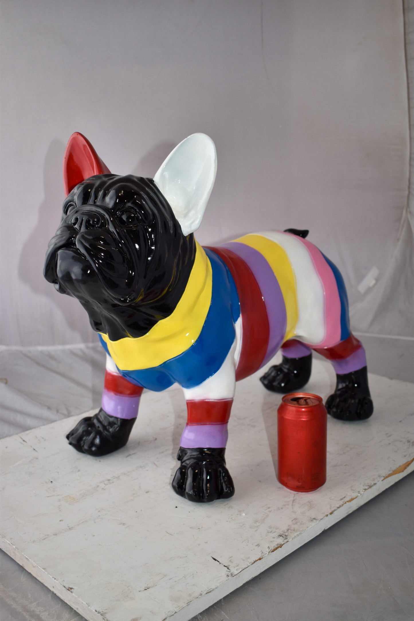 French Bulldog Multicolored Large Resin Statue Size: 24" x 11" x 18"H