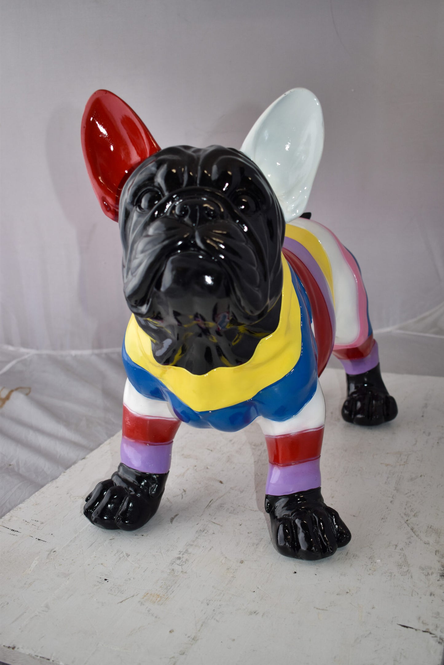French Bulldog Multicolored Large Resin Statue Size: 24" x 11" x 18"H