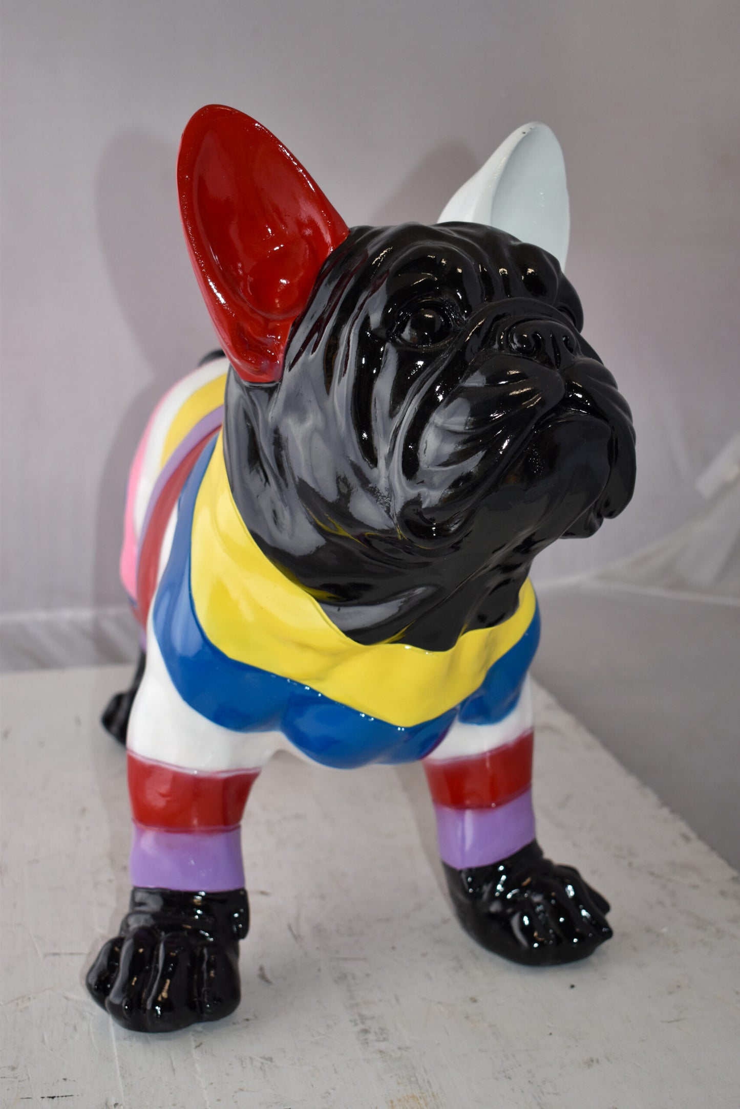 French Bulldog Multicolored Large Resin Statue Size: 24" x 11" x 18"H