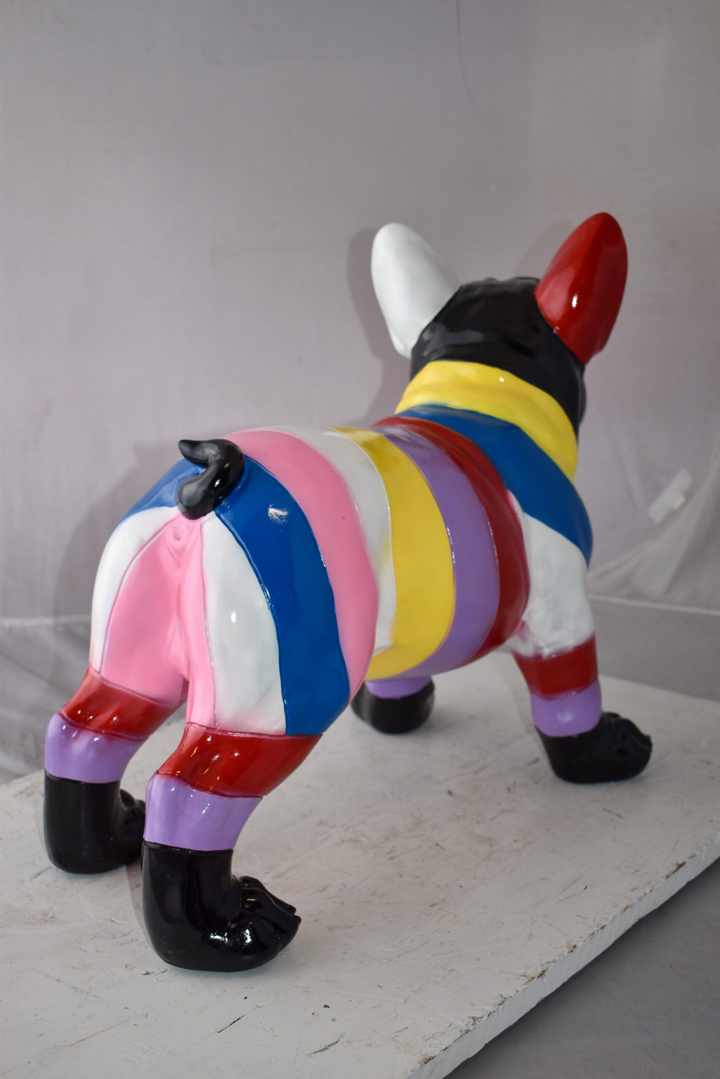 French Bulldog Multicolored Large Resin Statue Size: 24" x 11" x 18"H