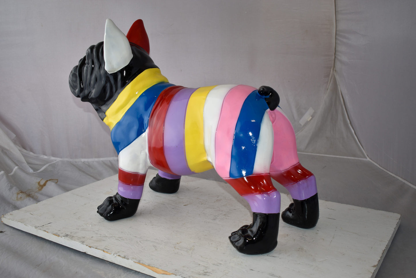 French Bulldog Multicolored Large Resin Statue Size: 24" x 11" x 18"H