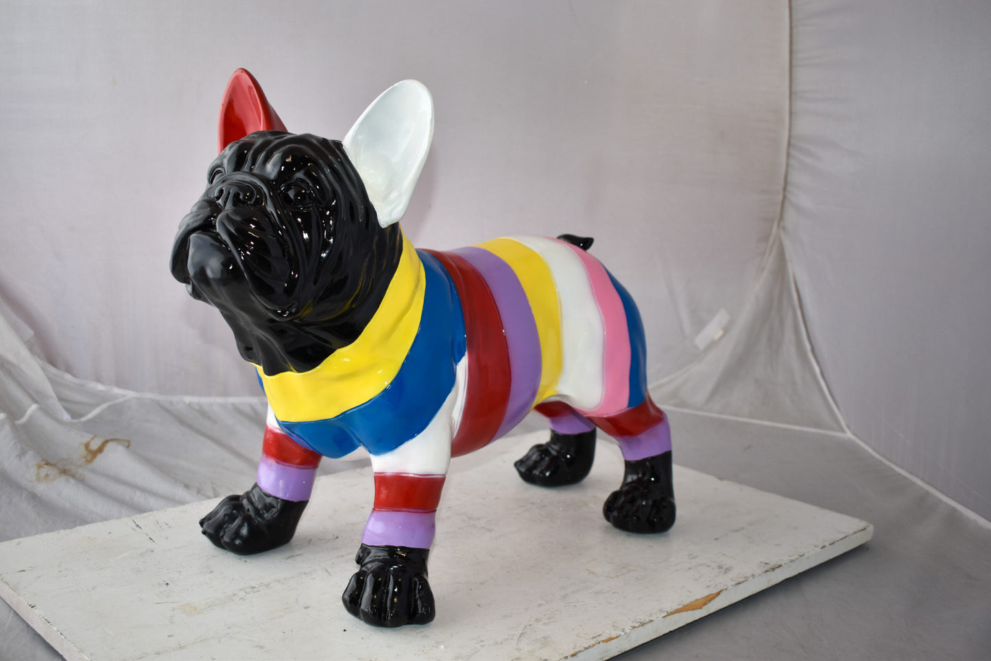 French Bulldog Multicolored Large Resin Statue Size: 24" x 11" x 18"H