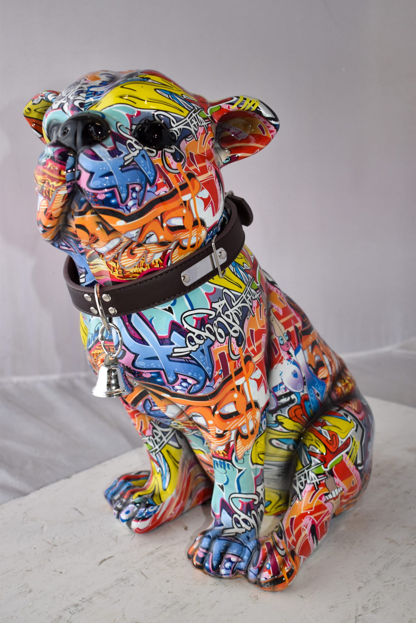 French Bulldog Painted with Graffiti Colors Resin Statue Size: 18" x 11" x 19"H