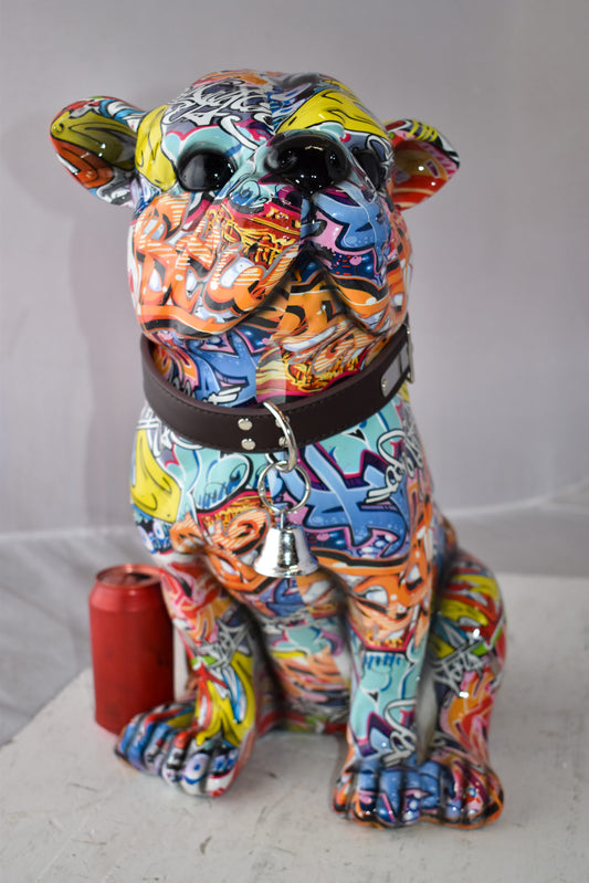 French Bulldog Painted with Graffiti Colors Resin Statue Size: 18" x 11" x 19"H