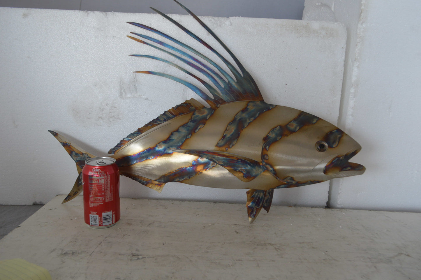 Snapper fish laser cut steel wall mounted - Size: 26"L x 2"W x 17"H.