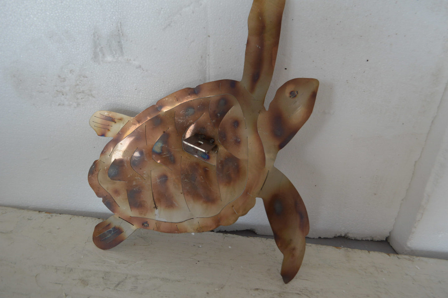 Turtle laser cut steel wall mounted - Size: 13"L x 2"W x 17"H.