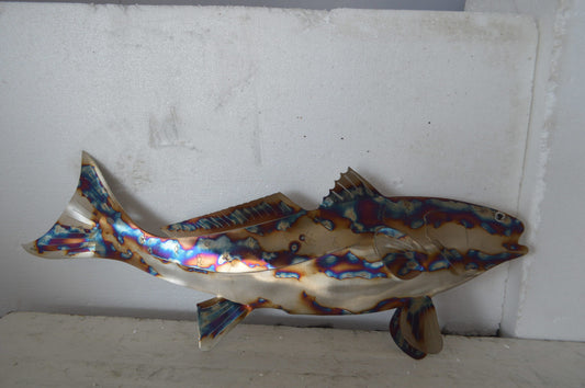 Fish laser cut steel wall mounted - Size: 25"L x 2"W x 9"H.