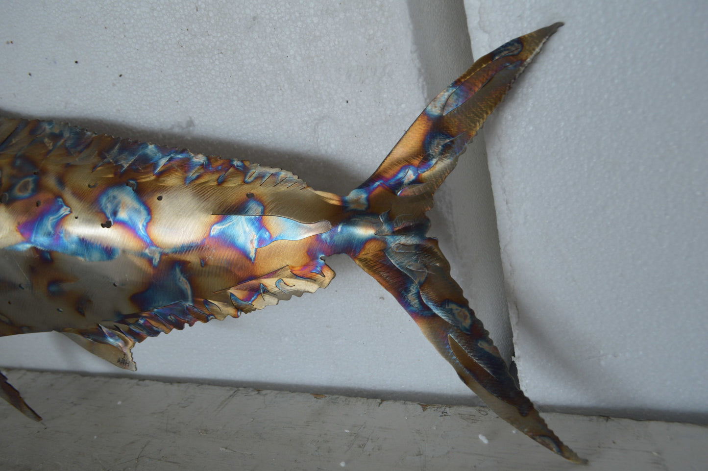 Mahi-Mahi fish laser cut steel wall mounted - Size: 26"L x 2"W x 14"H.