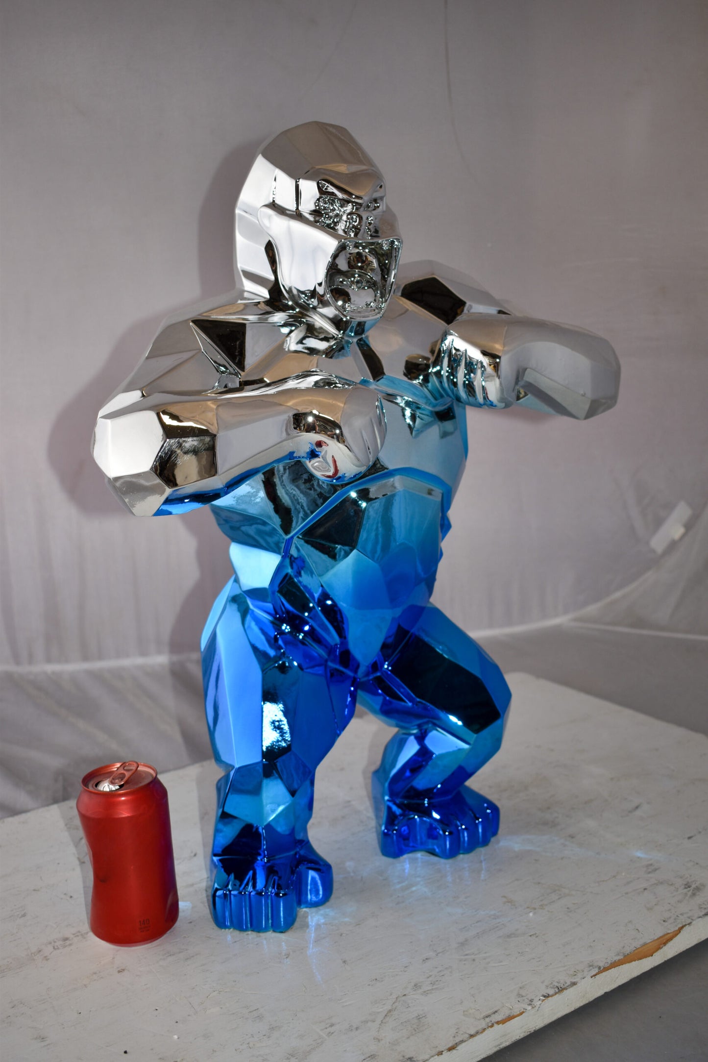 Textile Blue and Silver King Kong Statue Size: 18" x 9" x 23"H