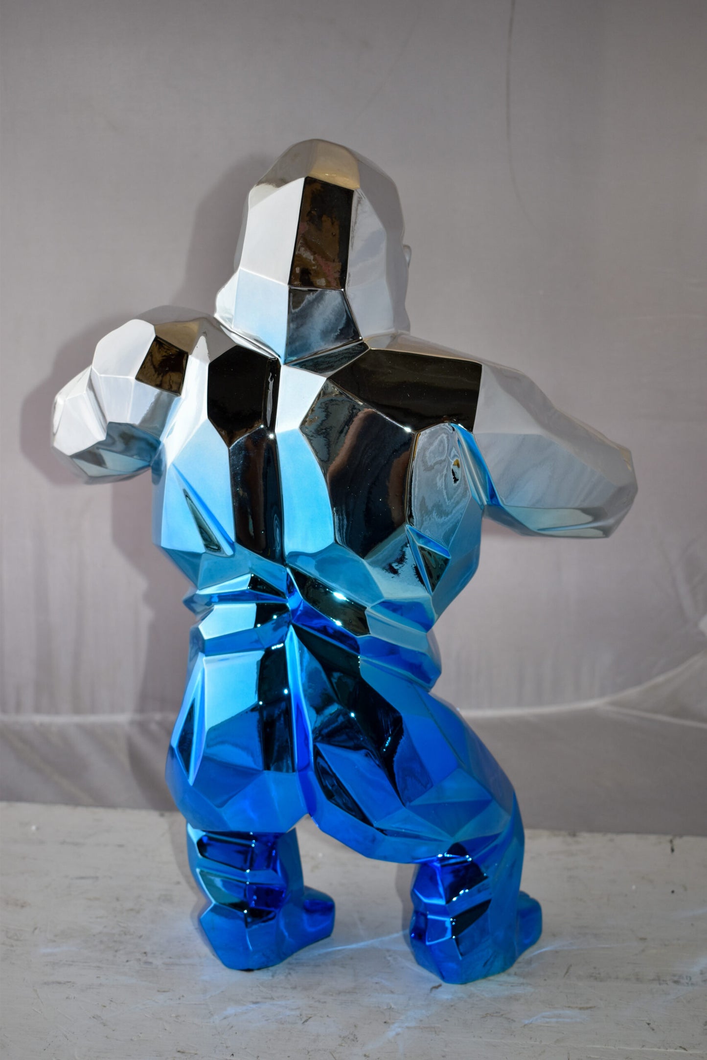 Textile Blue and Silver King Kong Statue Size: 18" x 9" x 23"H