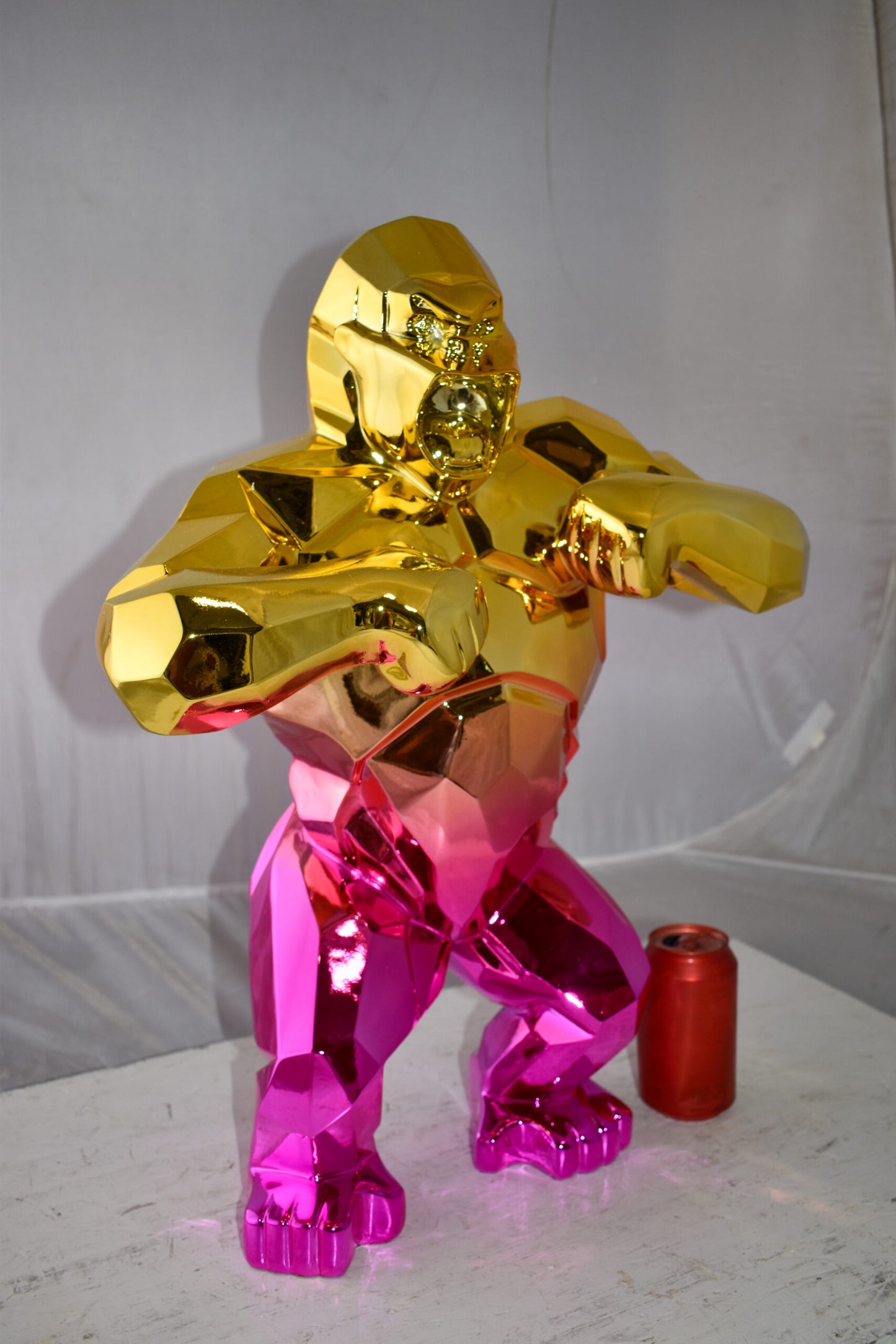 Textile Red and Gold King Kong Statue Size: 18" x 9" x 23"H