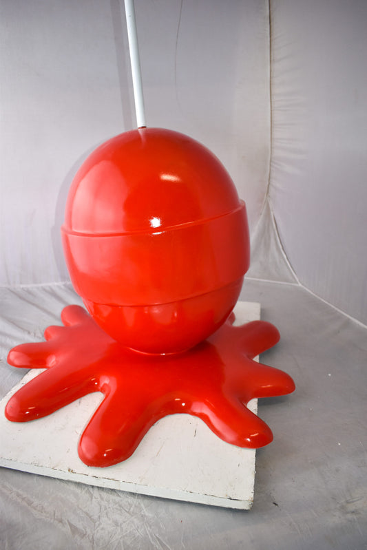 Giant Red Lollipop Melted on The Ground Resin Statue Size: 31" x 27" x 56"H