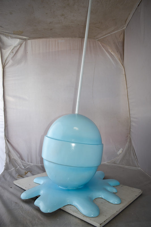 Giant Blue Lollipop Melted on The Ground Resin Statue Size: 31" x 27" x 56"H