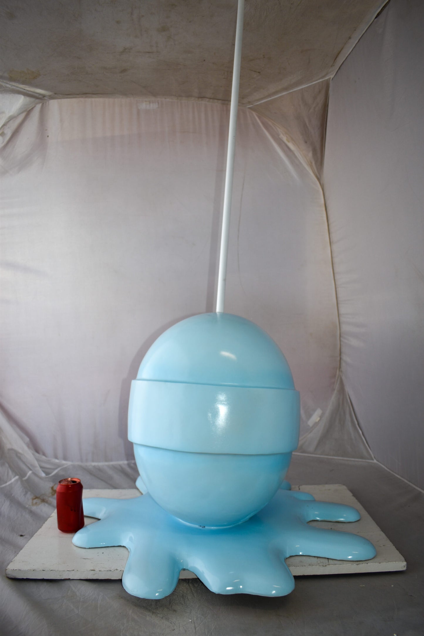 Giant Blue Lollipop Melted on The Ground Resin Statue Size: 31" x 27" x 56"H