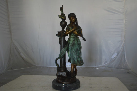 Les Amenes Beautiful Girl Bronze Statue - Size: 9"L x 8"W x 27"H.