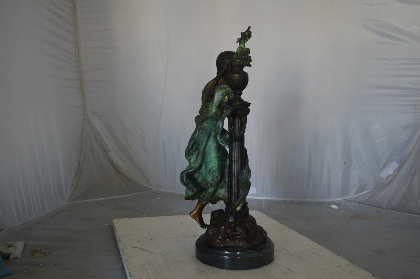 Les Amenes Beautiful Girl Bronze Statue - Size: 9"L x 8"W x 27"H.