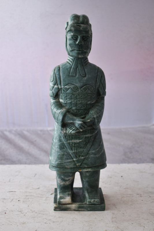 Asian Terracotta Warrior Standing Replica Made of Marble 6" x 4" x 19"H