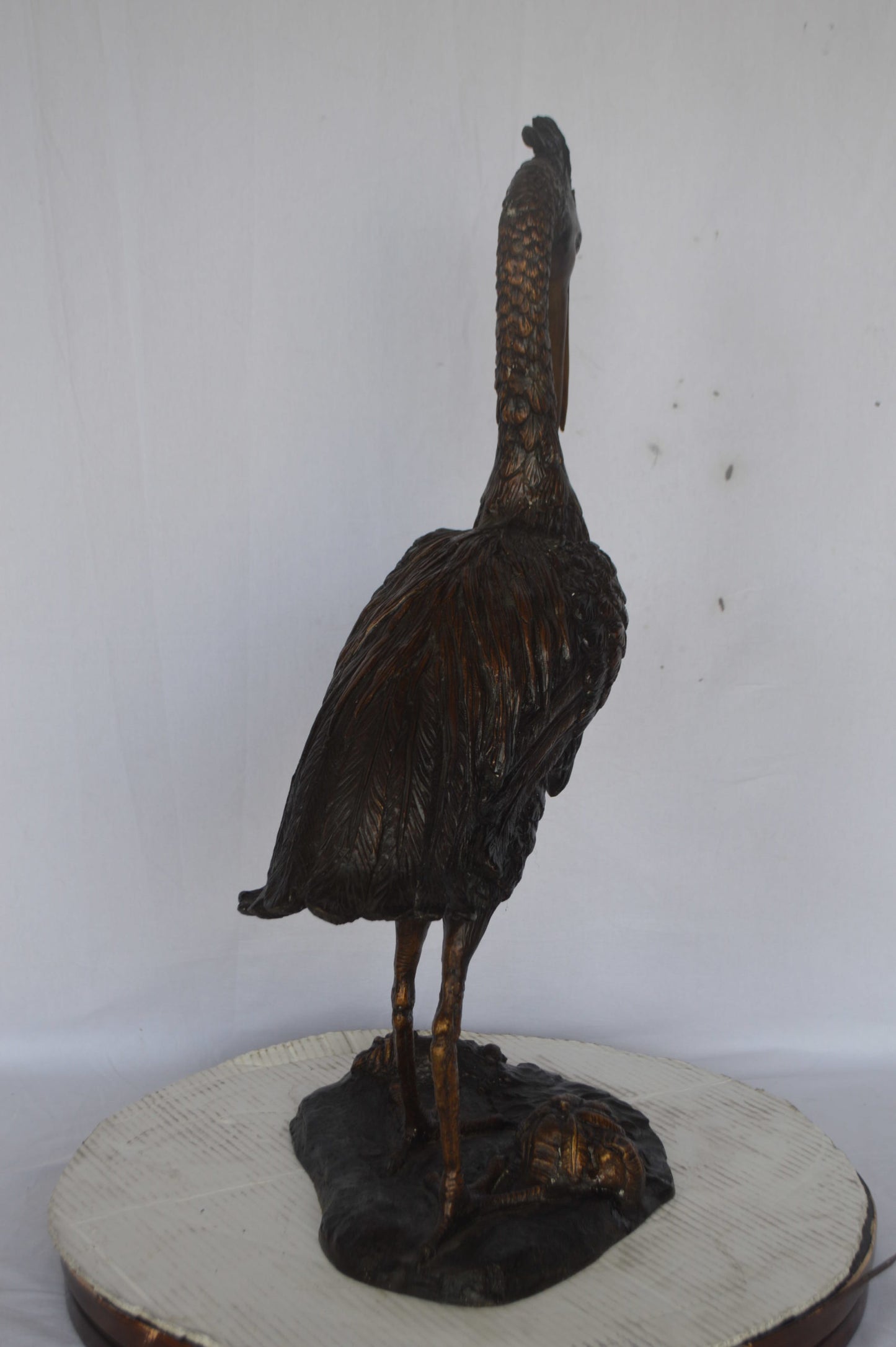 Great Blue Heron bronze statue - Size: 17"L x 12"W x 32"H.
