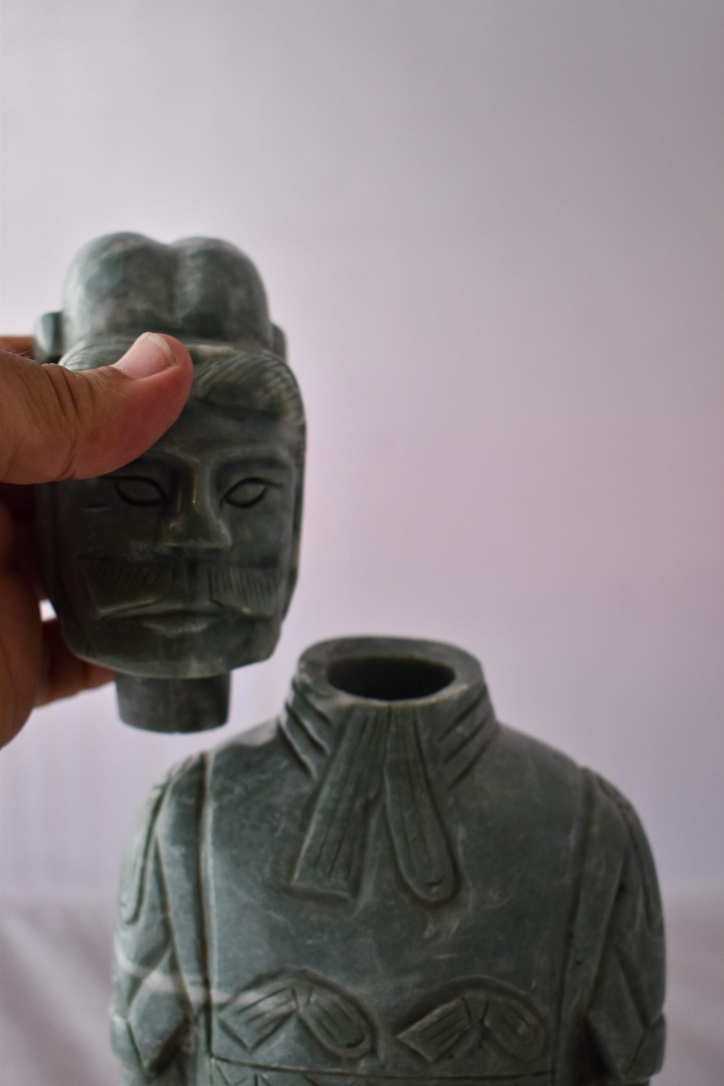 Asian Terracotta Warrior Standing Replica Made of Marble 6" x 4" x 19"H