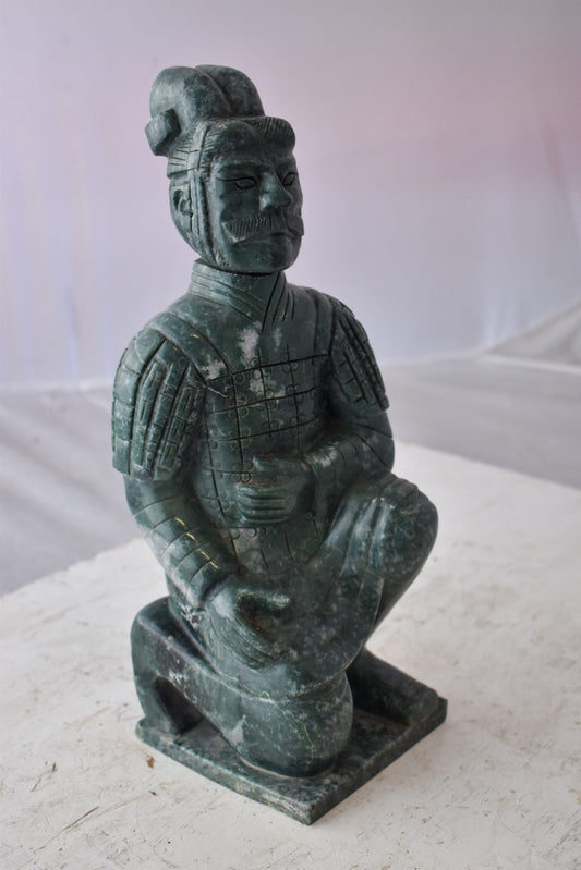 Asian Terracotta Warrior Sitting Replica Made of Marble 5" x 5" x 15"H