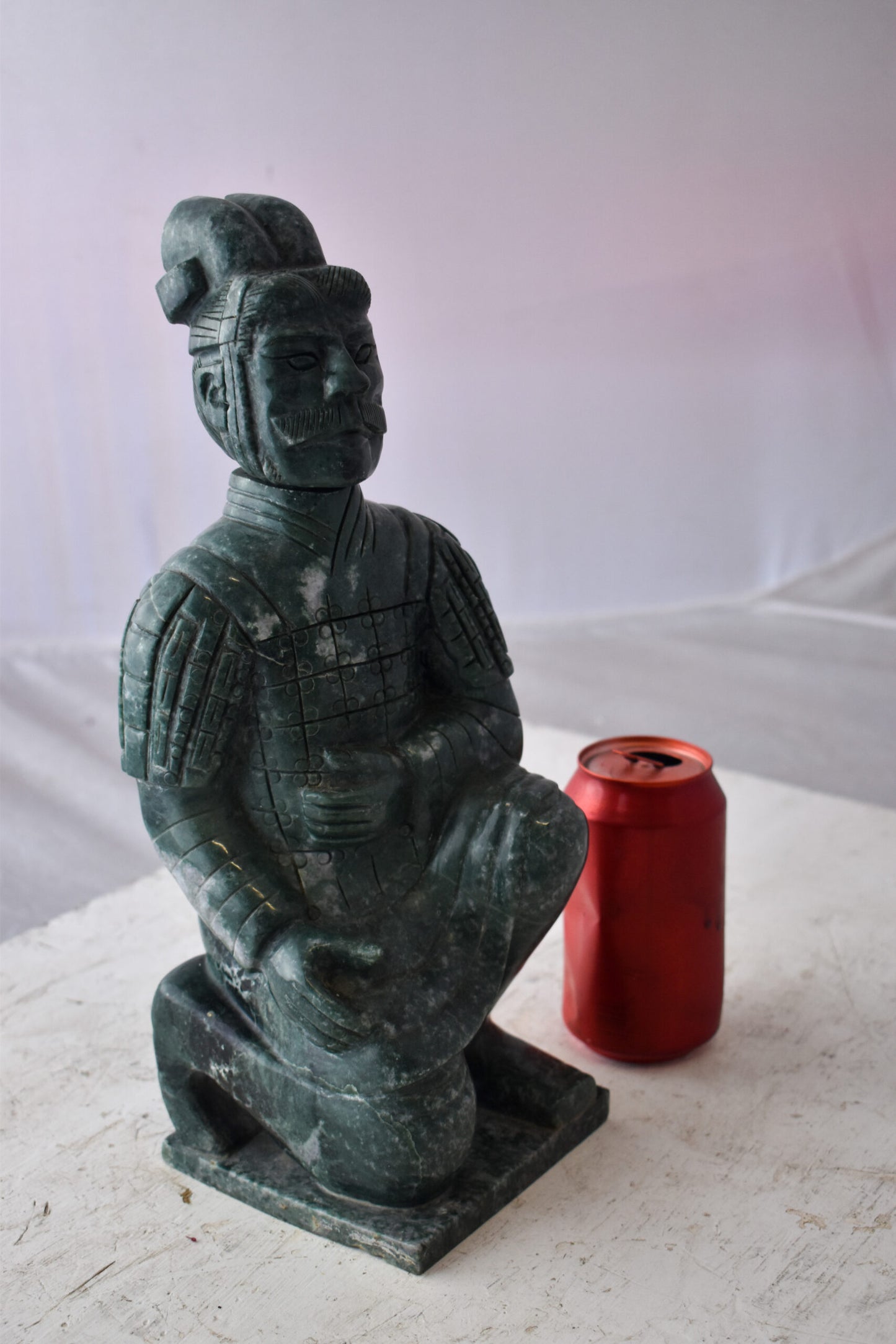 Asian Terracotta Warrior Sitting Replica Made of Marble 5" x 5" x 15"H