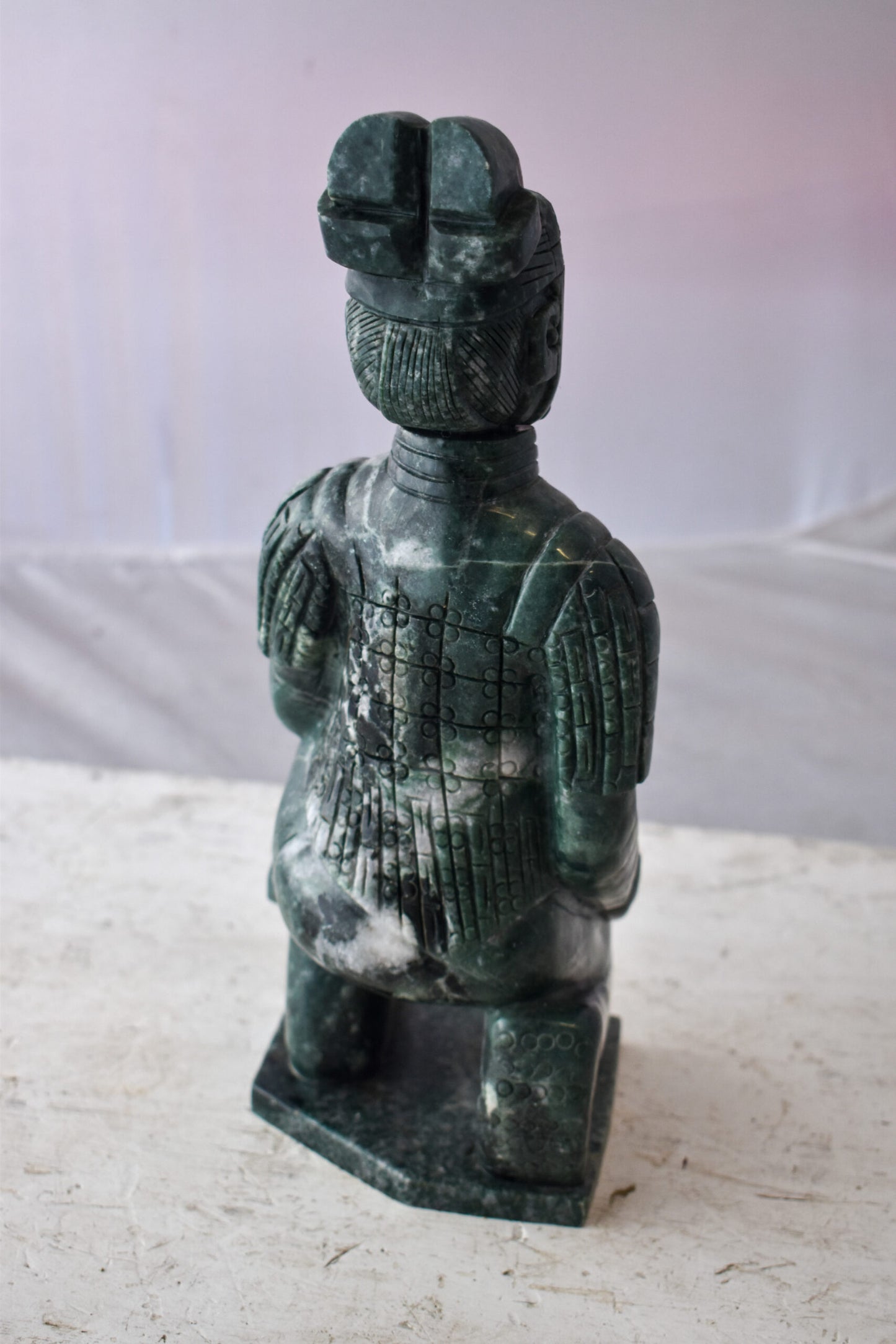 Asian Terracotta Warrior Sitting Replica Made of Marble 5" x 5" x 15"H